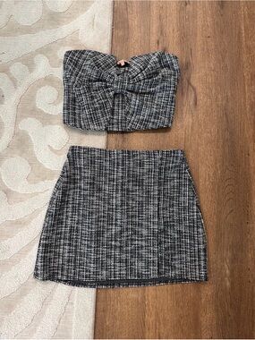 Evolution Black & White Tweed Mini Skirt Set